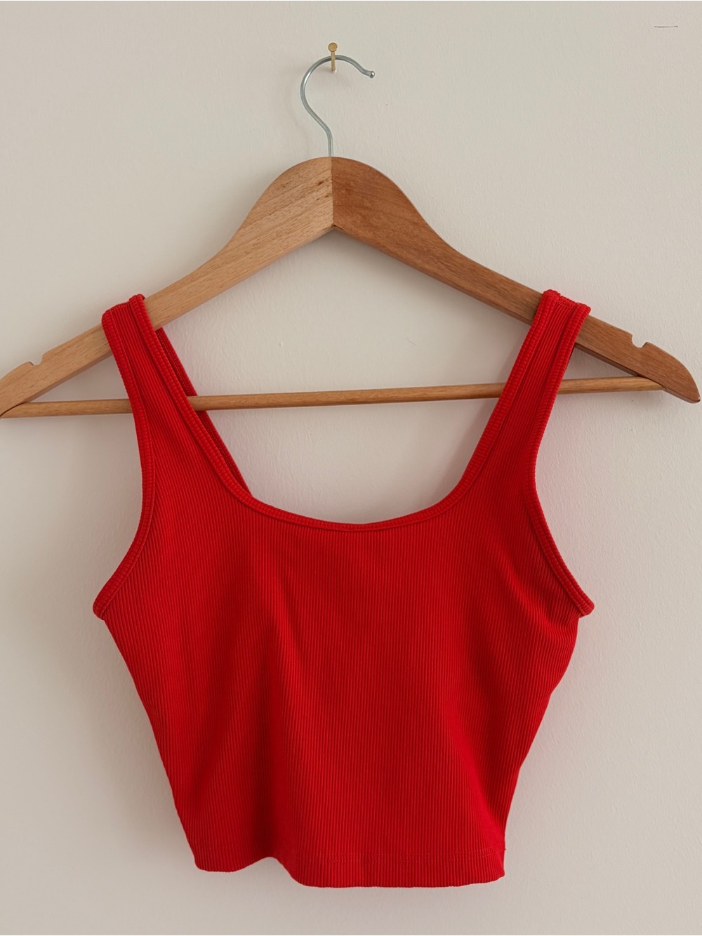 aerie Red Ribbed Tank Sports Bra